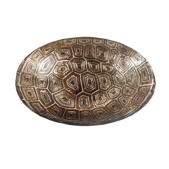 Handmade Turkish Akcam Turtle (Tortoise) Shell Design Glass Bowl Gold 6.5" - Picture 1 of 7